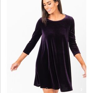 Velvet 3/4 Sleeve Swing Tunic Deep Purple